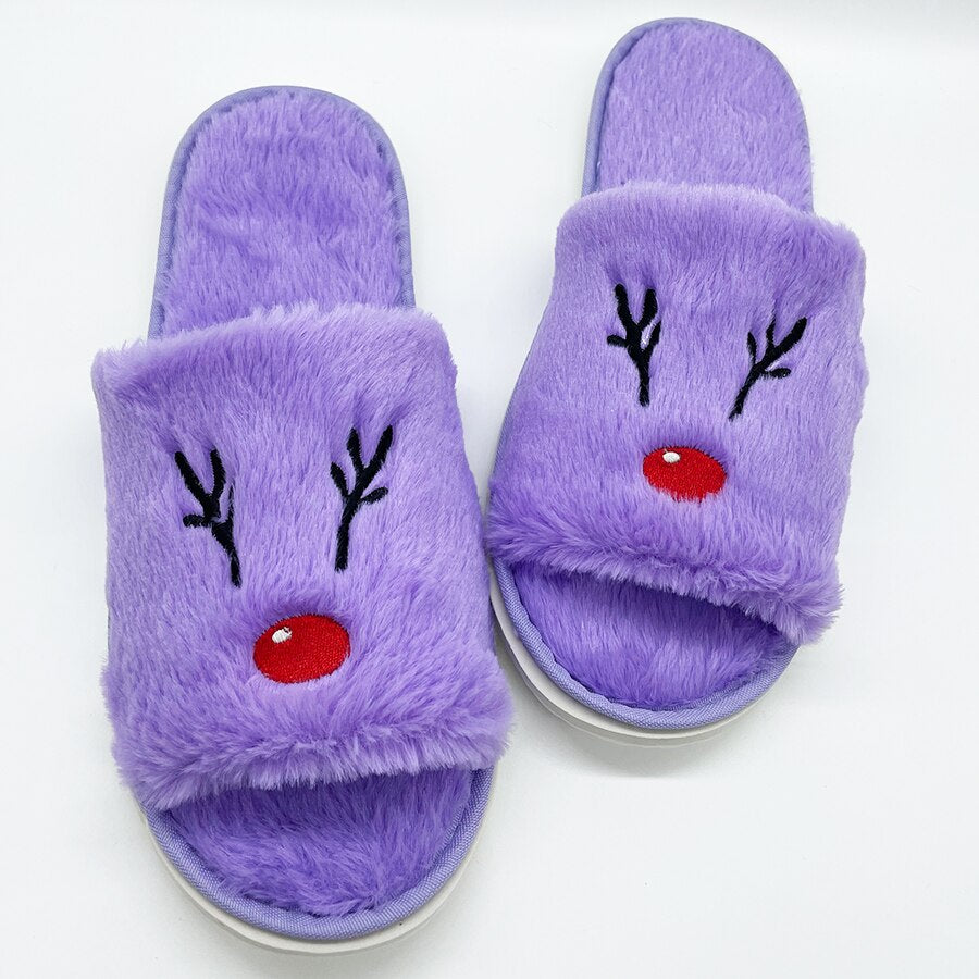 Winter Holiday Plush Slippers