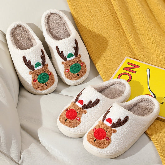 Fluffy Plush Reindeer Slippers