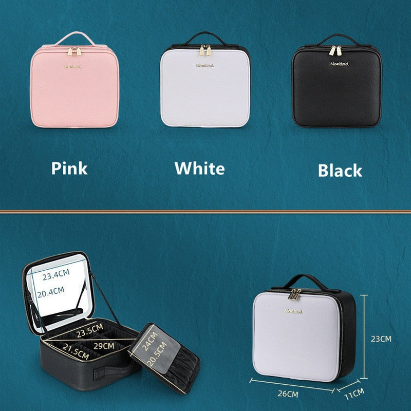 Light Up Smart LED Cosmetic Case with Mirror