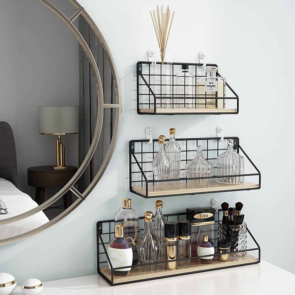 Steel and Wooden Wall Hanging Shelves