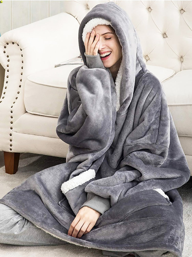 Soft Plush Hooded Fleece Blanket