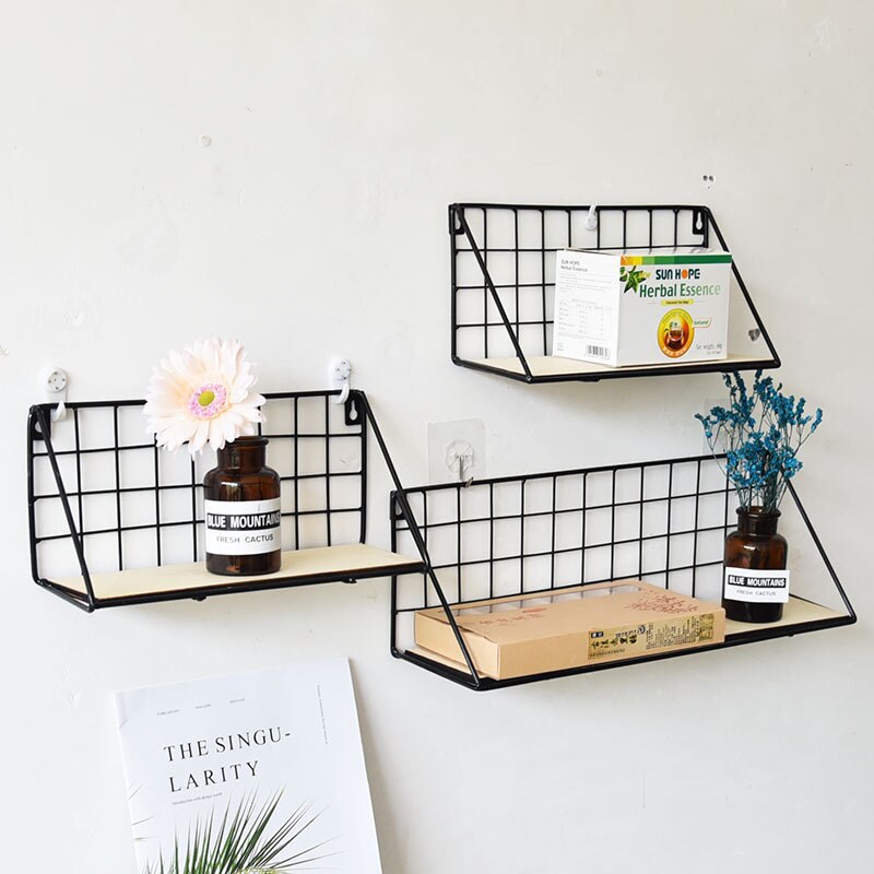 Steel and Wooden Wall Hanging Shelves