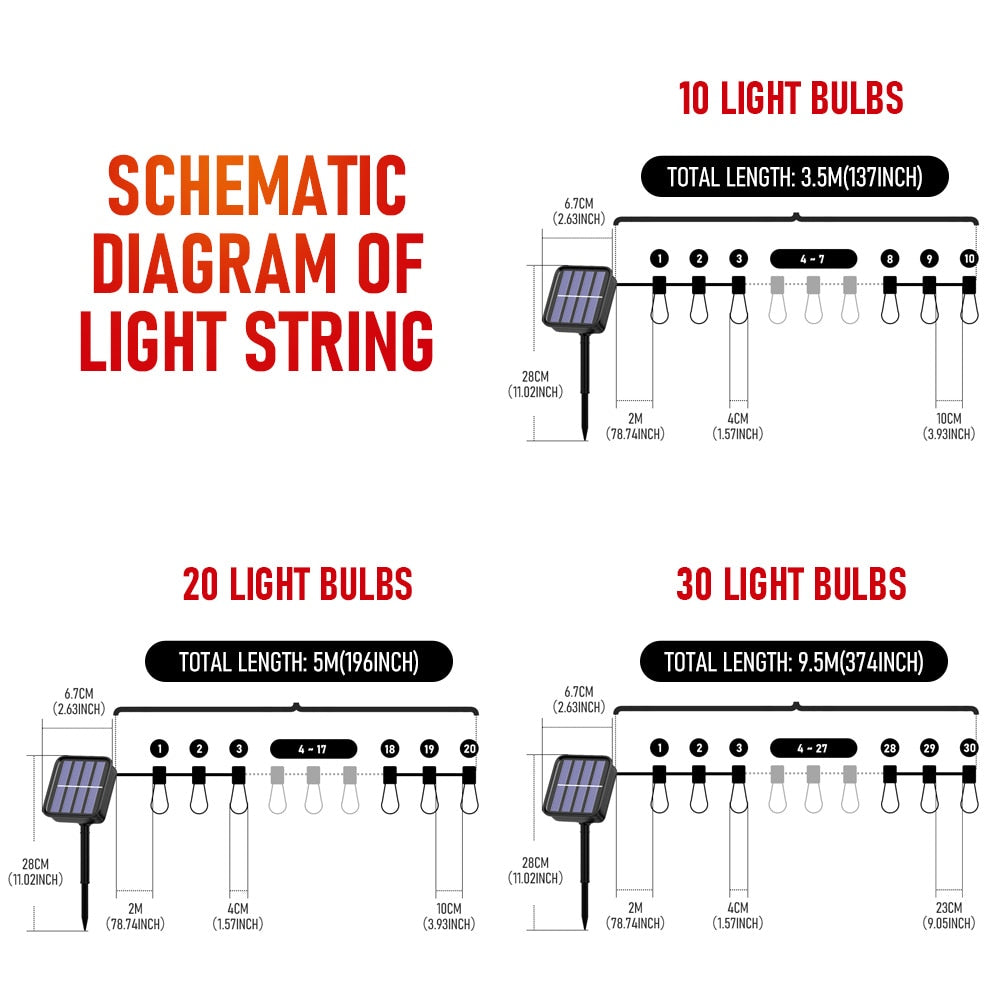 LED Solar Charging Teardrop Hanging Lights